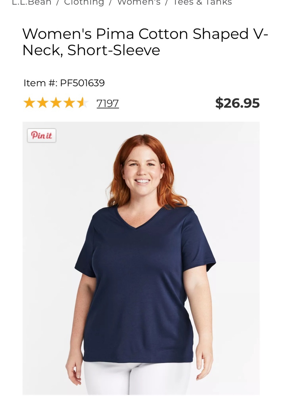 LL Bean 3X Plus 100% SUPIMA® COTTON V-Neck Tee Glacial Teal NWT - Picture 4 of 4